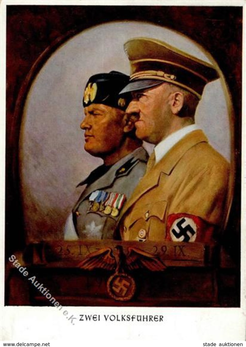 Mussolini WK II Hitler Künstlerkarte I-II - Weltkrieg 1939-45