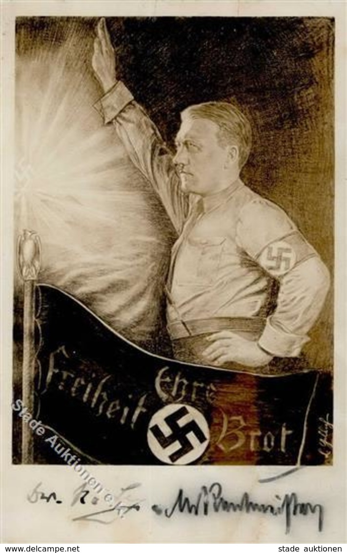 HITLER WK II - EHRE-FREIHEIT-BROT - Sehr Frühe NS-Prop-Ak - Sign. I-II - Weltkrieg 1939-45