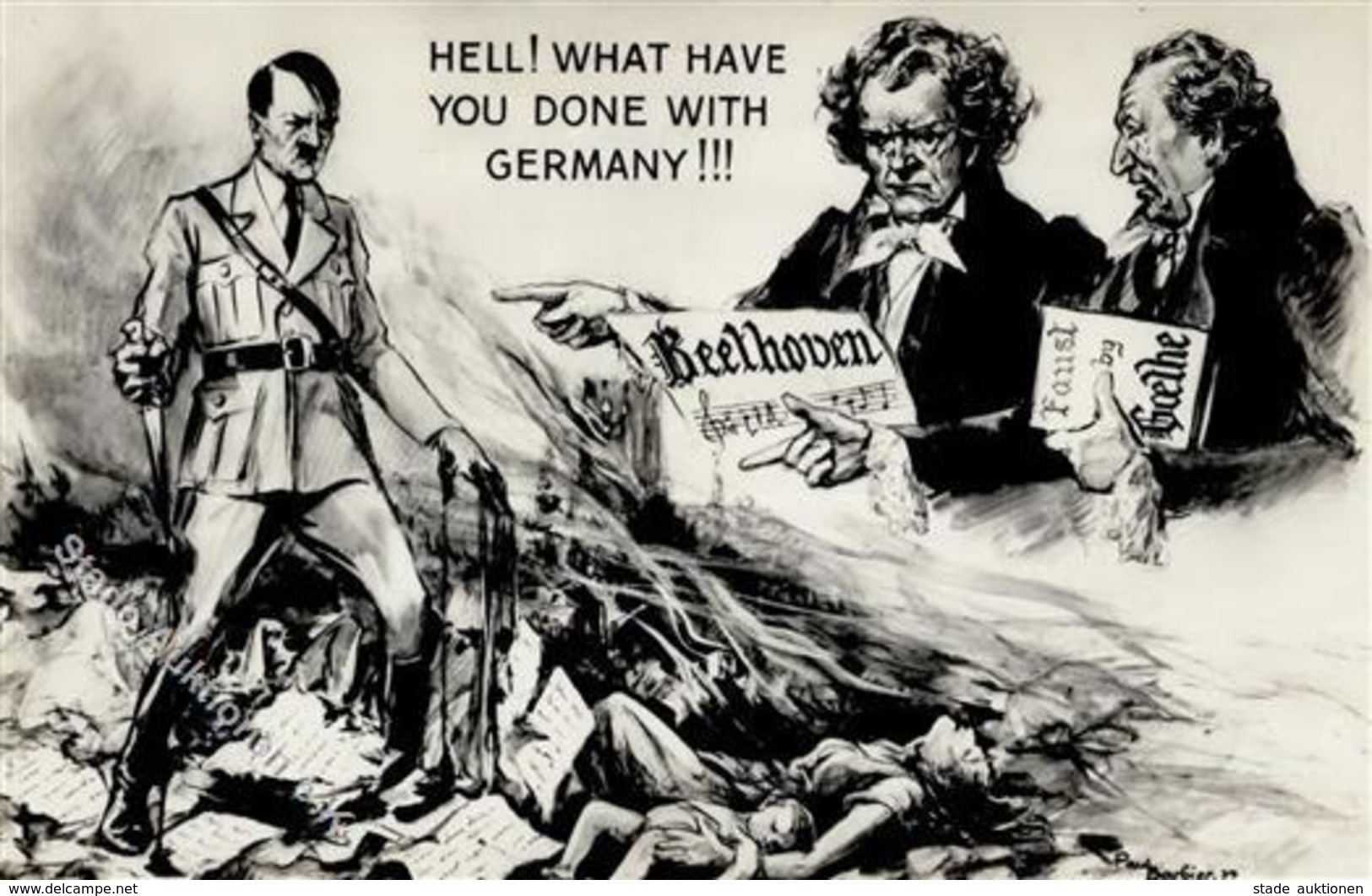 Hitler WK II Antipropaganda Künstlerkarte I-II - Guerre 1939-45