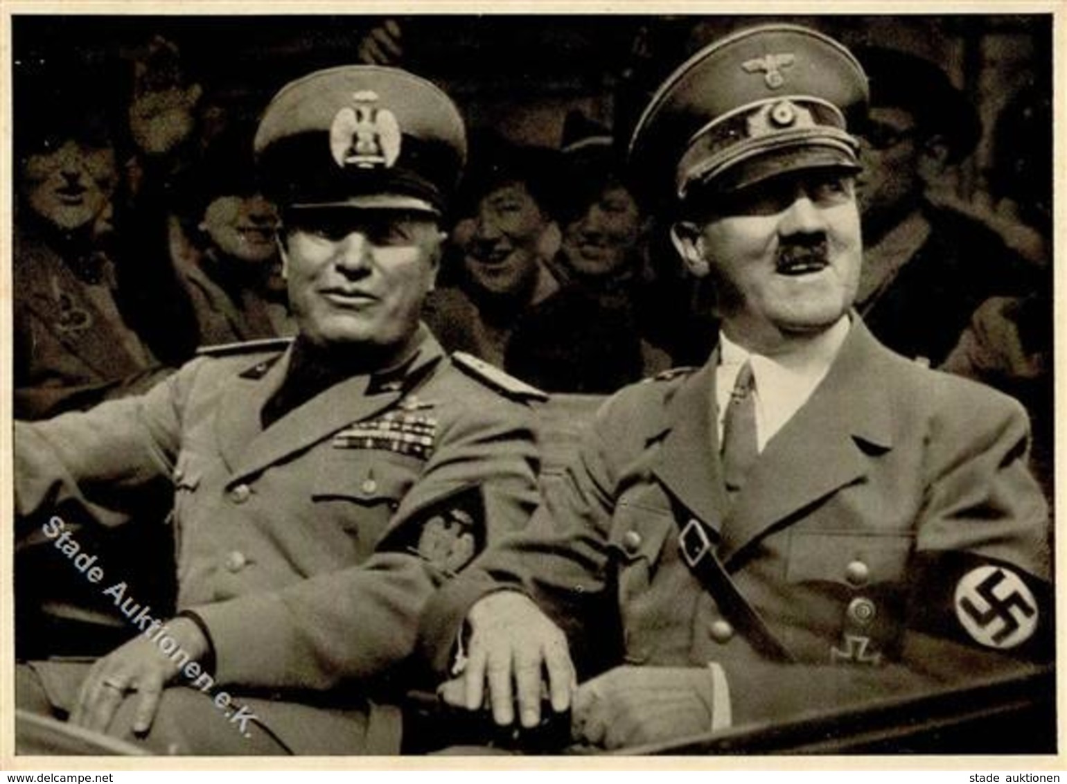 Hitler WK II Mussolini Foto AK I-II (Klebereste RS) - Weltkrieg 1939-45