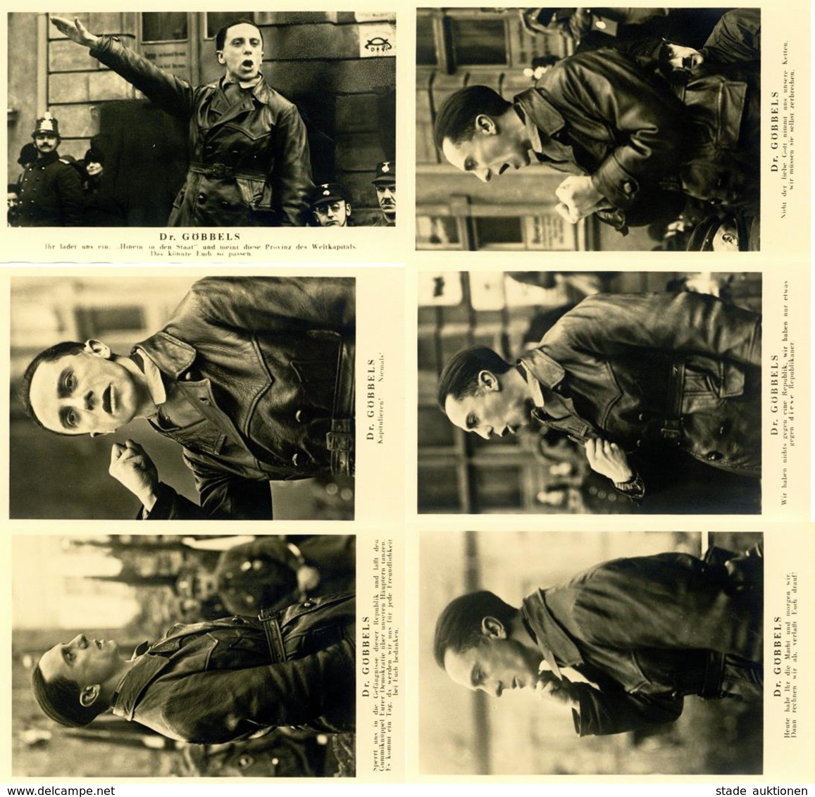 GOEBBELS WK II - Kpl. 6er-Photo-Hoffmann-Serie -DR. GOEBBELS SPRICHT- Mit Umschlag I - Weltkrieg 1939-45