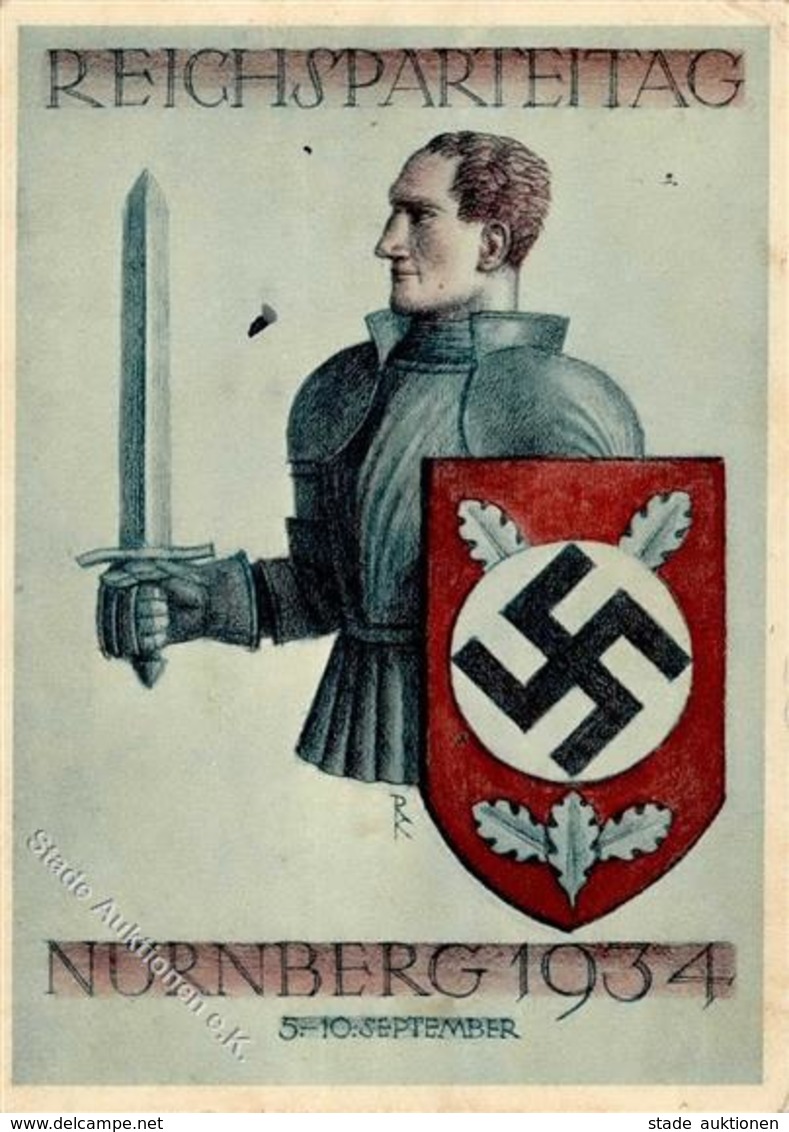 Reichsparteitag Nürnberg (8500) 1934 Sign. Klein, R. Künstler-Karte II (fleckig, Stauchung) - War 1939-45