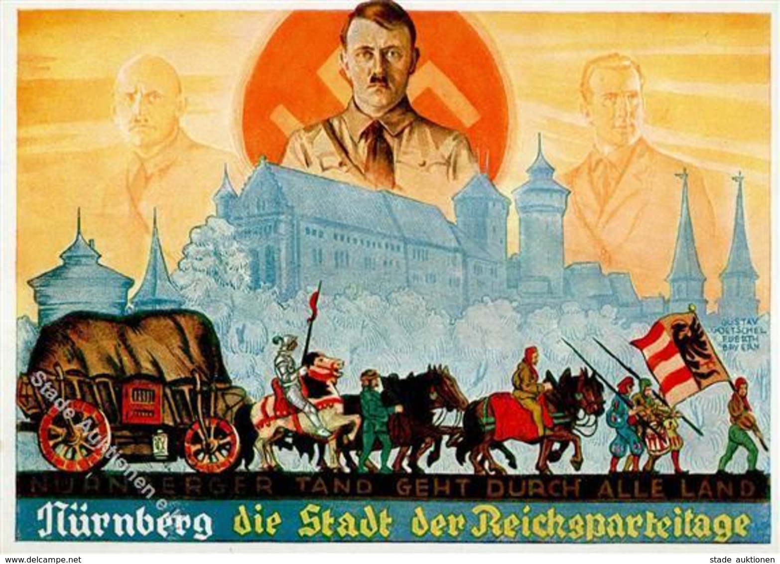 Reichsparteitag WK II Hitler Streich, J. Sign. Goetschl, Gustav Künstlerkarte I-II - War 1939-45