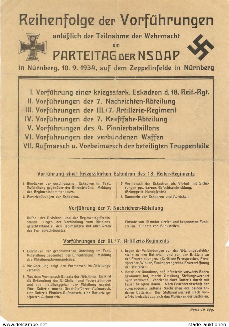 Reichsparteitag WK II Nürnberg (8500) 1934 Programm Der Vorführungen Anläßlich Der Teilnahme Der Wehrmacht II (Falz) - Guerre 1939-45