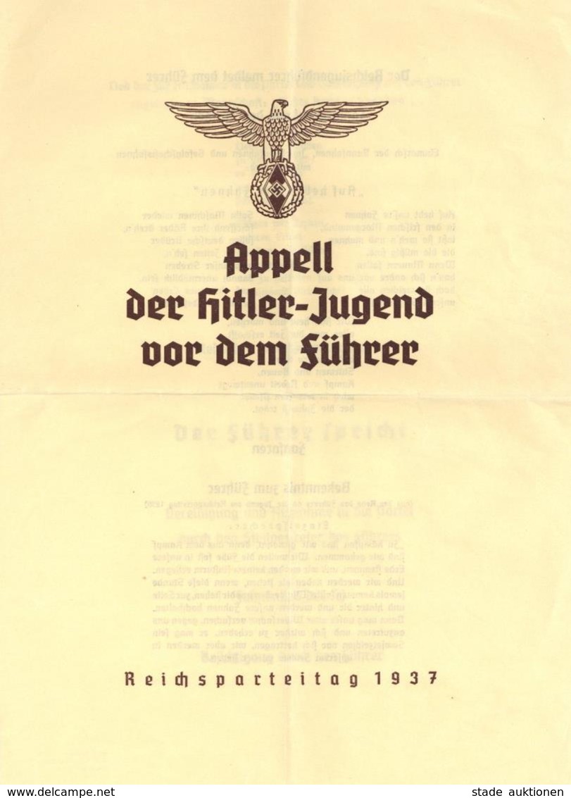 Reichsparteitag WK II Nürnberg (8500) 1937 Programm Appell Der HJ Vor Dem Führer II (Falz) - War 1939-45