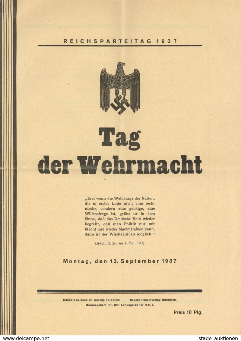 Reichsparteitag WK II Nürnberg (8500) 1937 Programm Tag Der Wehrmacht II (Falz) - War 1939-45