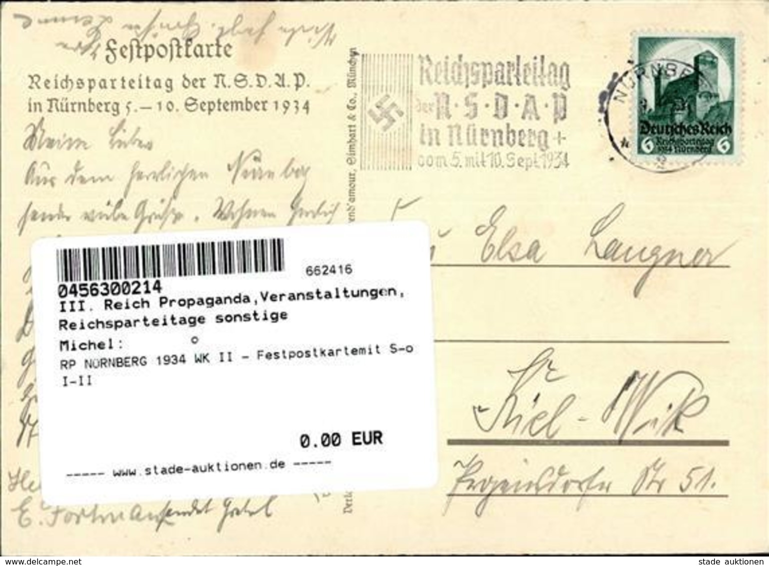 RP NÜRNBERG 1934 WK II - Festpostkartemit S-o I-II - Weltkrieg 1939-45