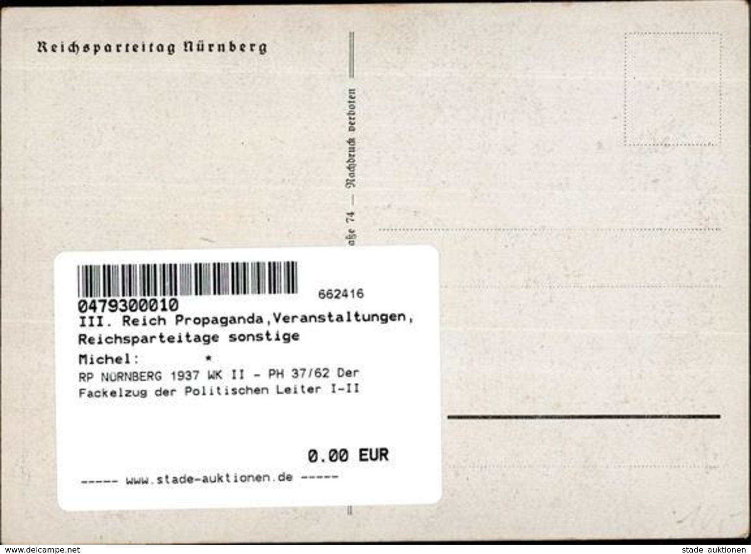 RP NÜRNBERG 1937 WK II - PH 37/62 Der Fackelzug Der Politischen Leiter I-II - Weltkrieg 1939-45