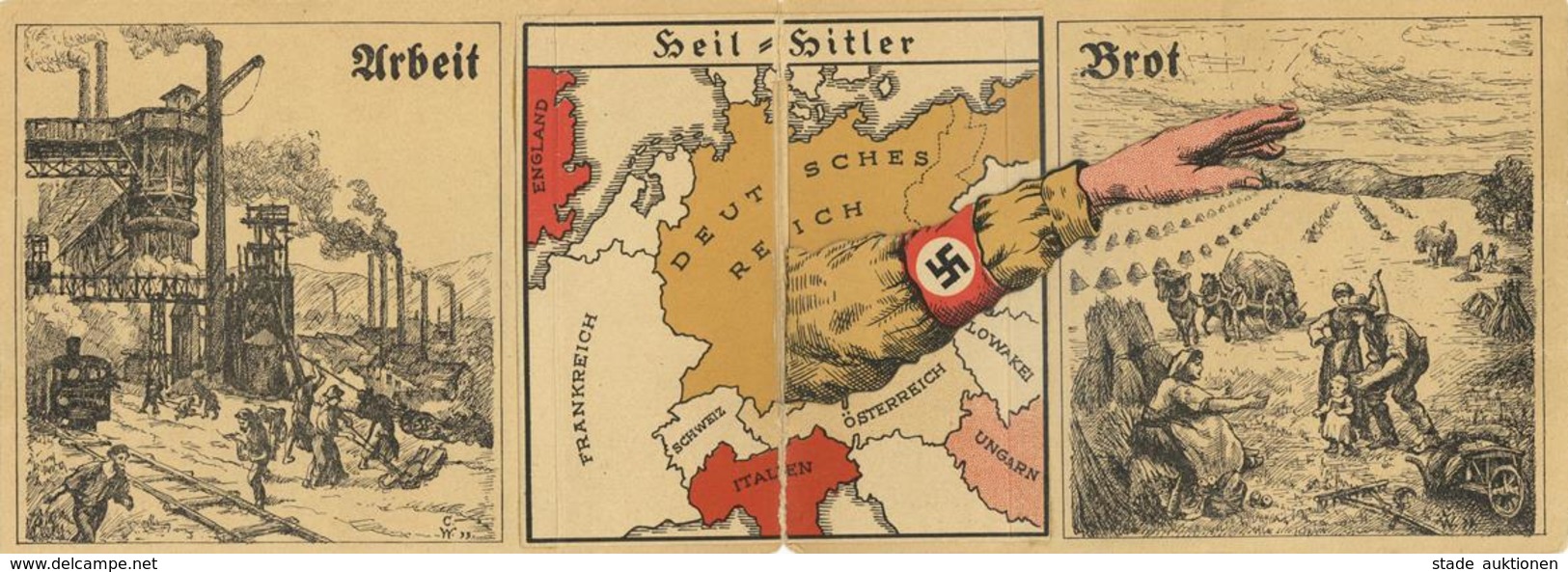 HITLER-GRUß Zur NATIONALEN WIEDERERHEBUNG DEUTSCHLANDS 30.Januar 1933 WK II - Sehr Seltene KLAPP-MECHANIK-Propagandakart - Weltkrieg 1939-45