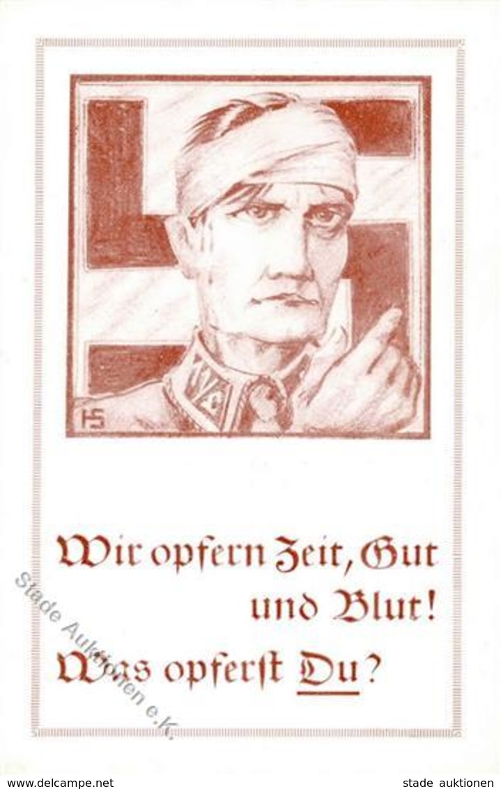 SA-Prop-Ak WK II - Was Opferst Du? Sehr Frühe NS-Künstlerkarte I - Weltkrieg 1939-45