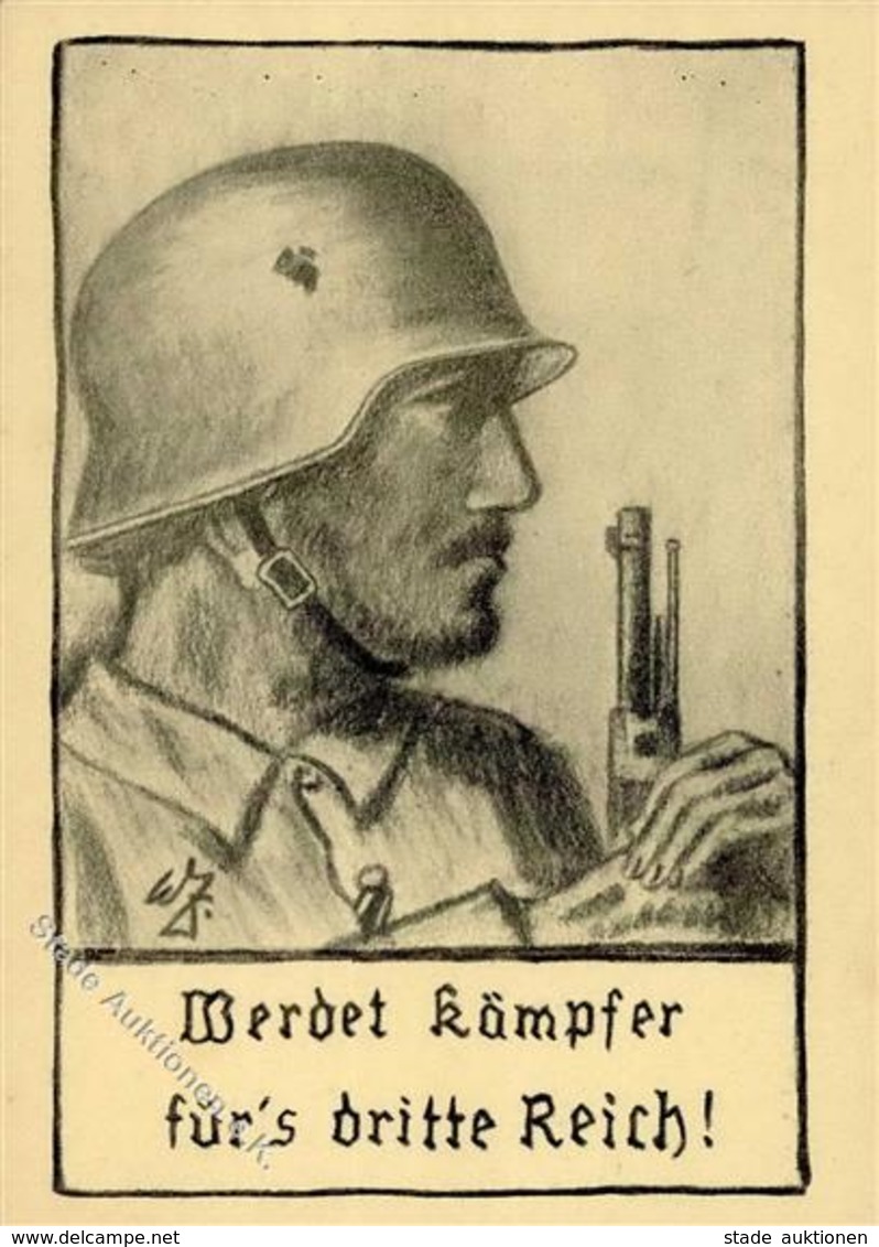 WK II SA Opferkarte Werdet Kämpfer  Für's Dritte Reich Künstler-Karte I-II - Weltkrieg 1939-45