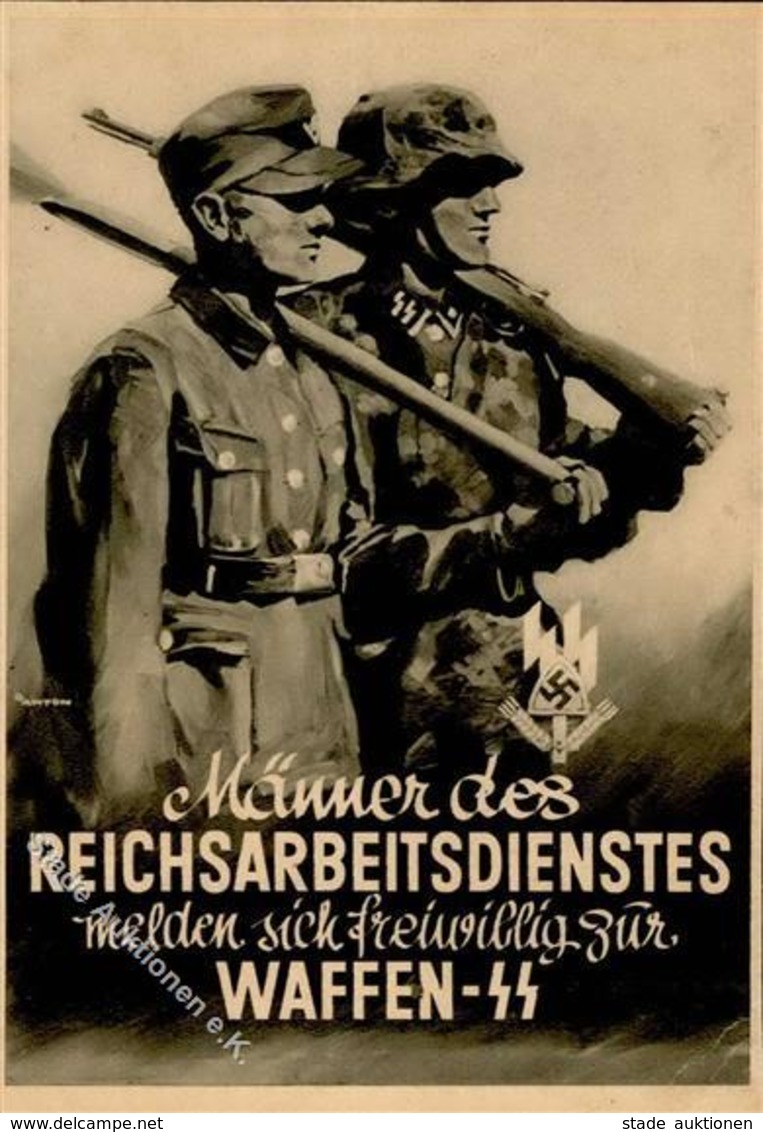 SS WK II - WAFFEN-SS-Prop-Ak -Männer Des REICHSARBEITSDIENSTES Zur WAFFEN-SS- Sign. Anton - Beschnitten - - Weltkrieg 1939-45