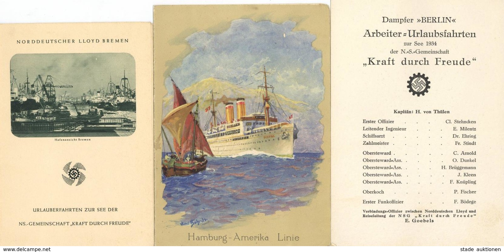 WK II KdF Schiff Urlaubsfahrten Konvolut Mit 20 Teilen U. A. Speisekarten Broschüren Belege Usw. II Bateaux Bateaux - Weltkrieg 1939-45