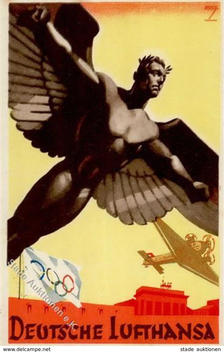 DEUTSCHE LUFTHANSA WK II - Propaganda-Ak Zu OLYMPIA 1936 - Sign. HOHLWEIN I-II - Guerre 1939-45