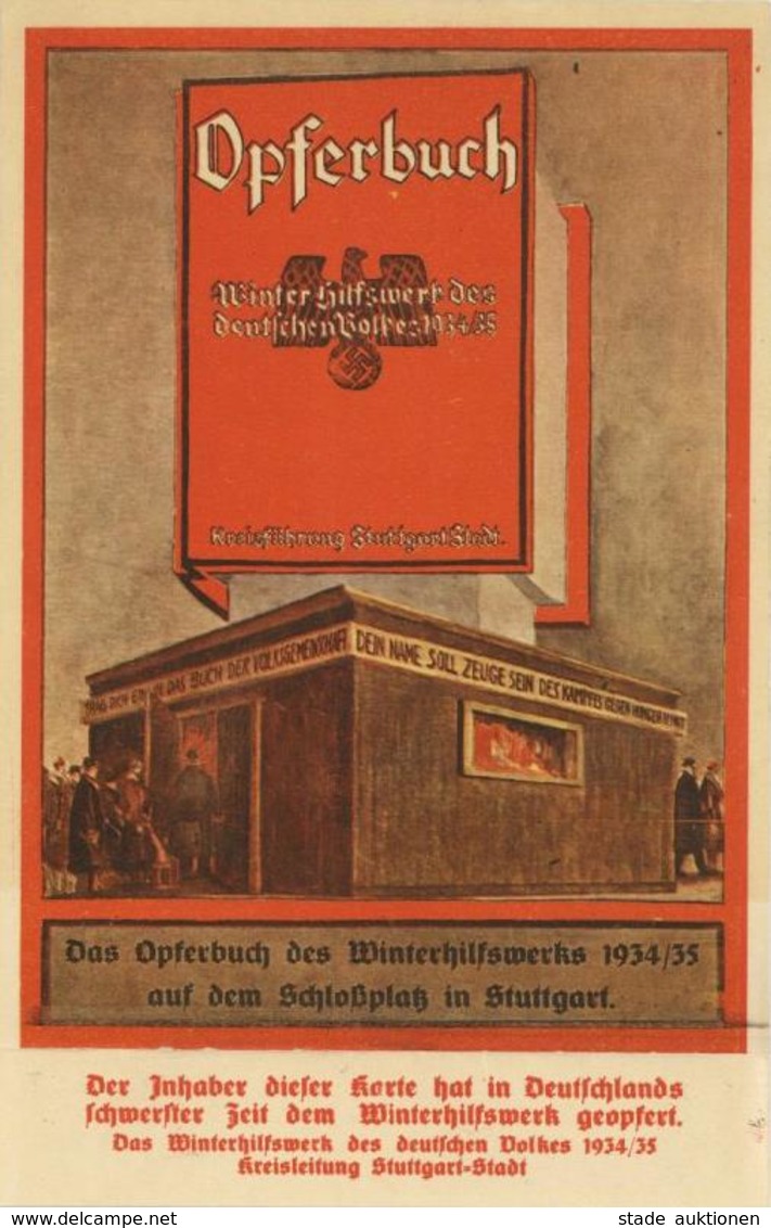 WHW WK II Stuttgart (7000) Das Opferbuch 1934/35 Karte Ca. 13 X 20 Cm I-II - Weltkrieg 1939-45