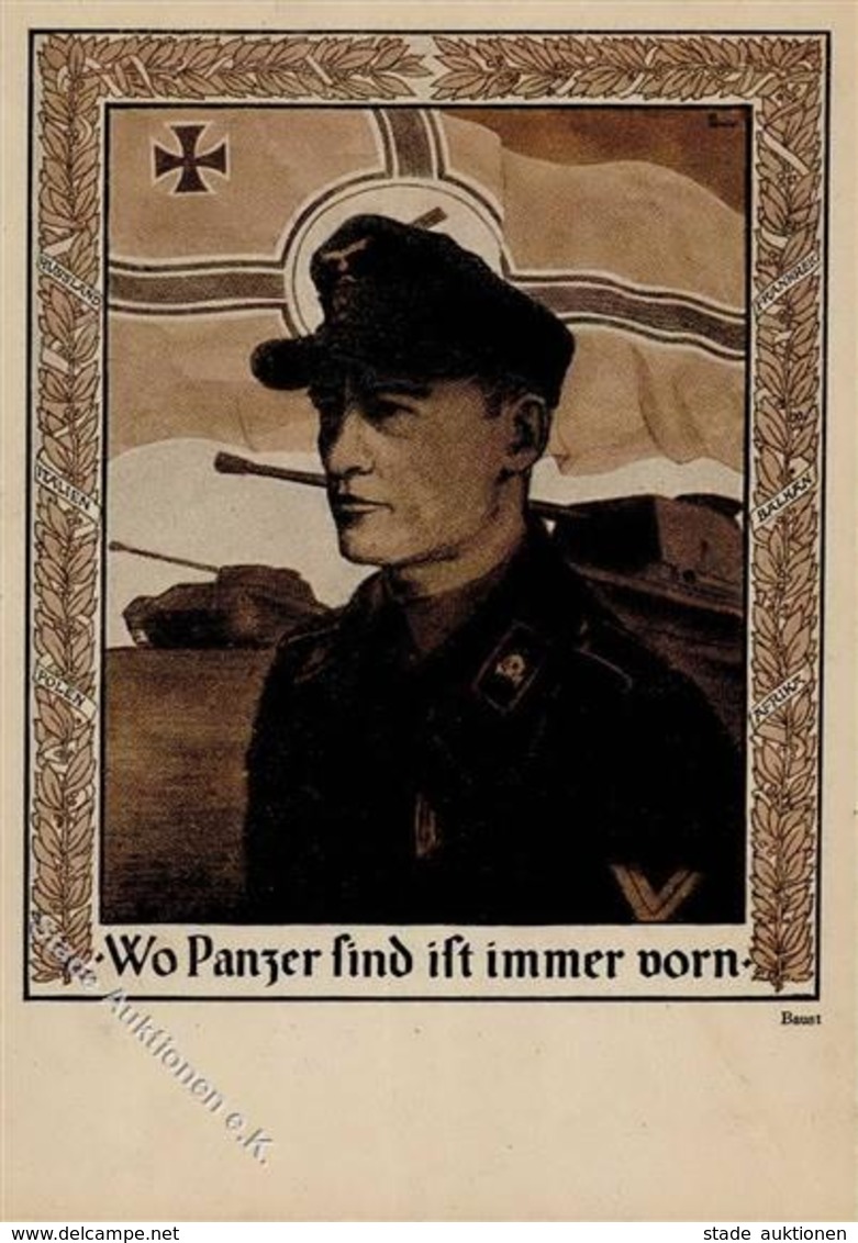 MILITÄR WK II - PANZER - Wp Panzer Sind Ist Immer Vorn! TOTENKOPF Sign. Künstlerkarte I Réservoir - War 1939-45