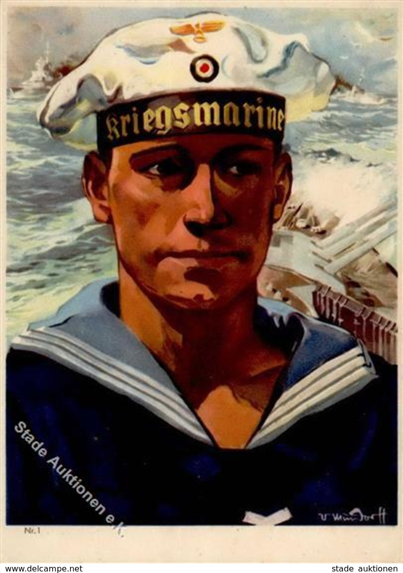 MILITÄR WK II - Verlag Traditionspflege Nr. 1 - KRIEGSMARINE Sign. Künstlerkarte I-II - Guerre 1939-45