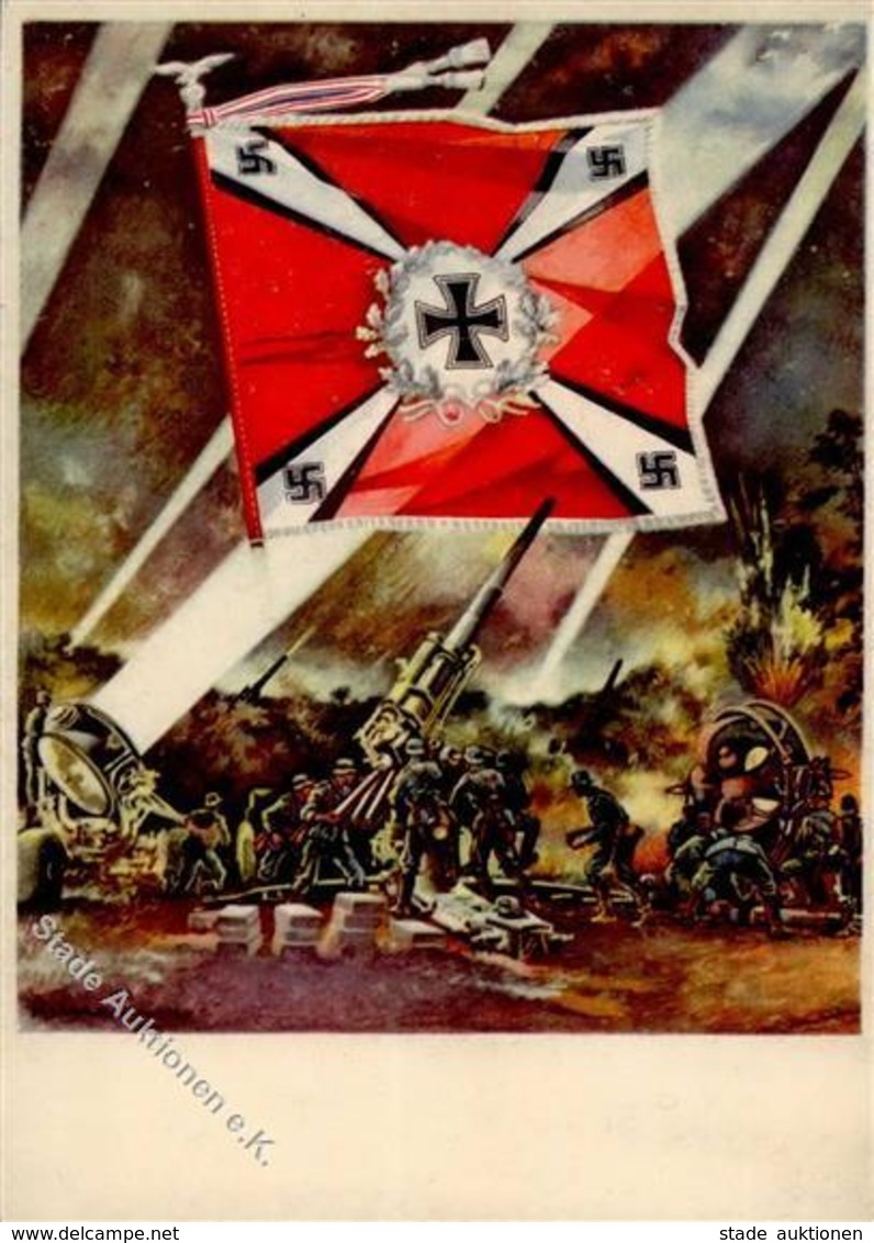 MILITÄR WK II - Verlag Traditionspflege Nr. 13 FLAK Sign. Künstlerkarte I - War 1939-45