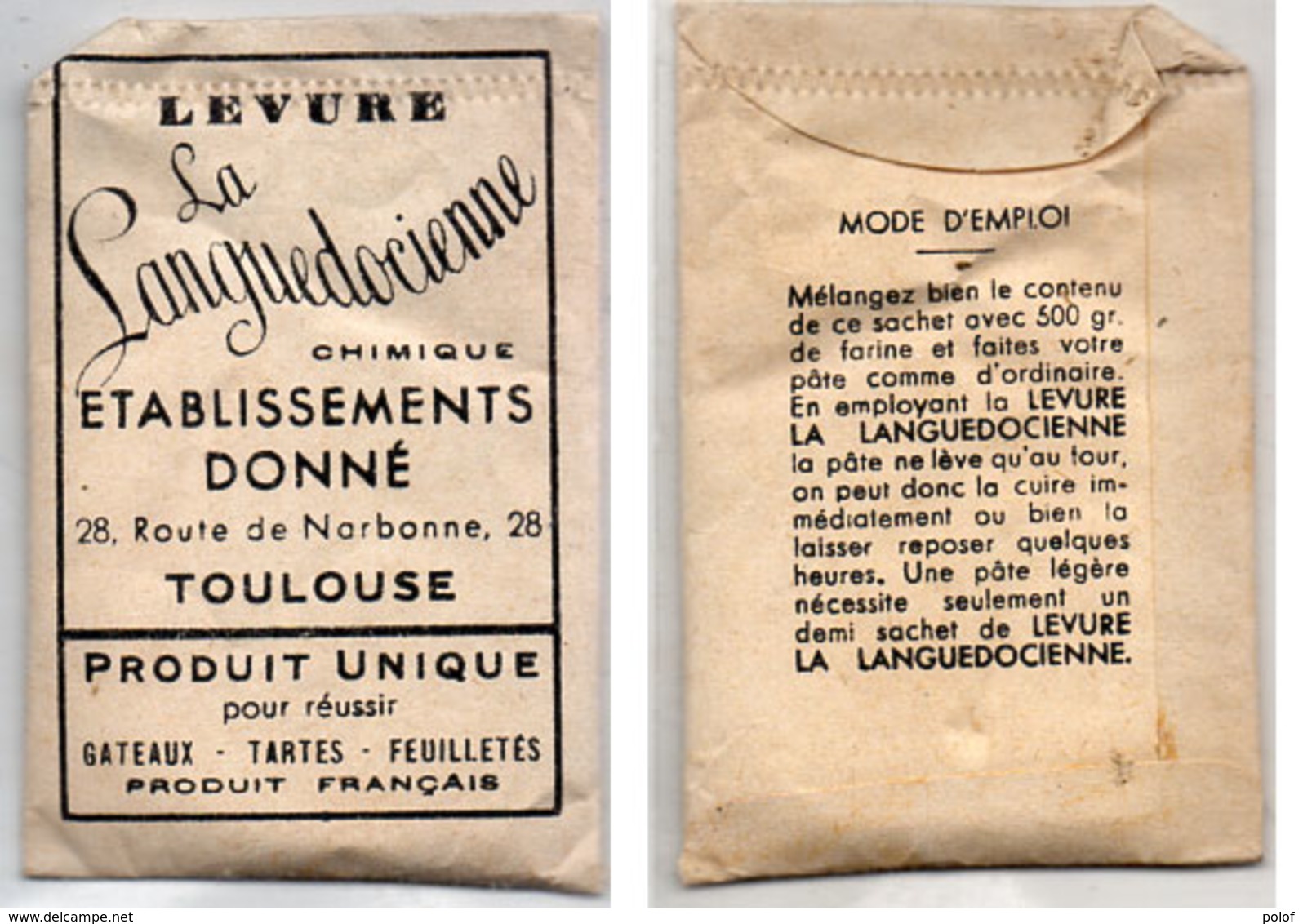 Levure "La Languedocienne" - Petit Sachet Echantillon    (110771) - Publicités