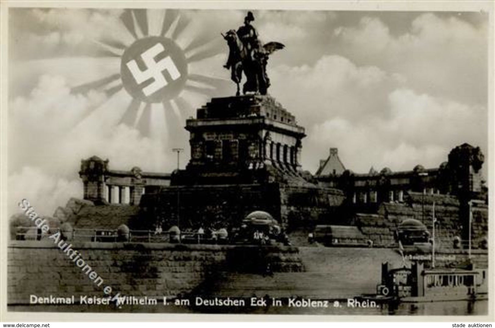 Aufgehende Sonne WK II Koblenz (5400) Denkmal Kaiser Wilhelm I  Foto AK I-II - War 1939-45