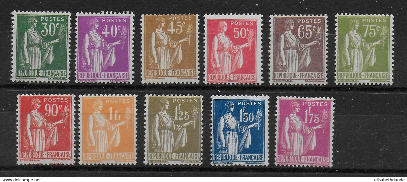 1932 - YVERT N° 280/289 * MLH CHARNIERE TRES LEGERE  - COTE = 140 EUR. - PAIX - 1932-39 Paix