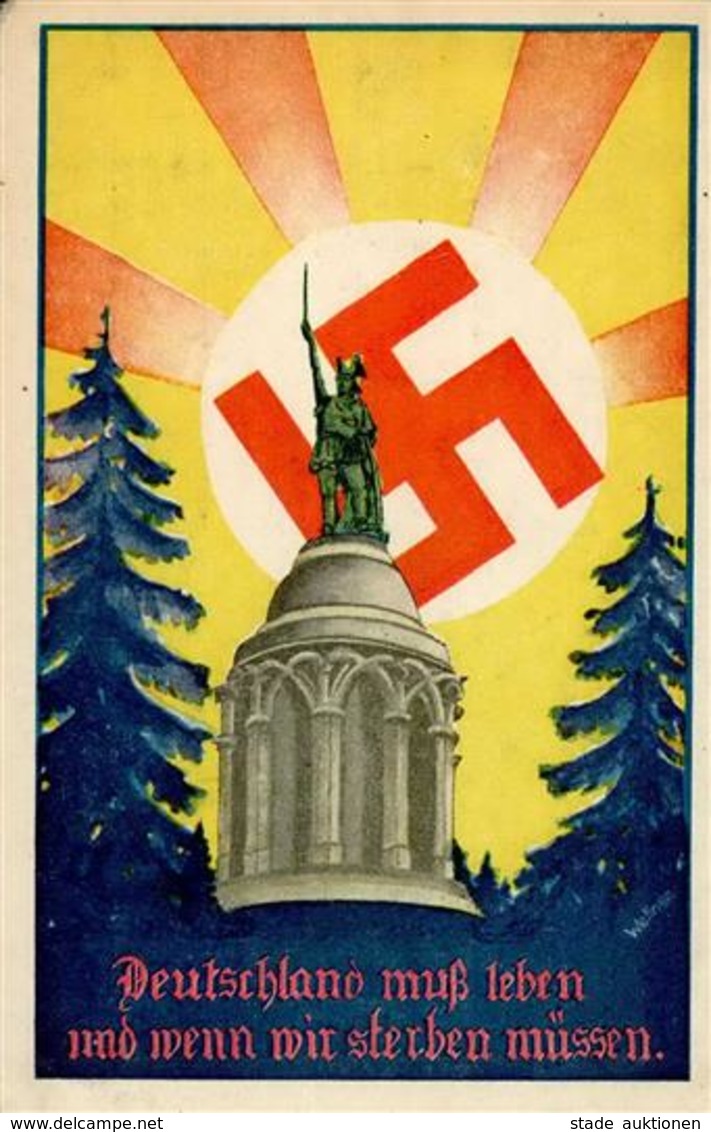 DETMOLD WK II - HERMANNSDENKMAL _ Deutschland Muss Leben Und Wenn Wir Sterben Müssen - Ecken Gerundet II - Guerre 1939-45