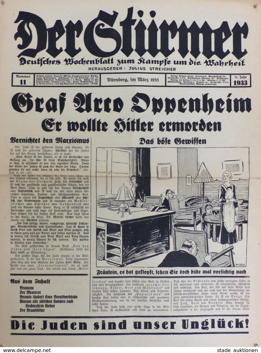 Buch WK II Judaika Zeitung Der Stürmer Hrsg. Streicher, Julius 1933 II Journal Judaisme - Weltkrieg 1939-45