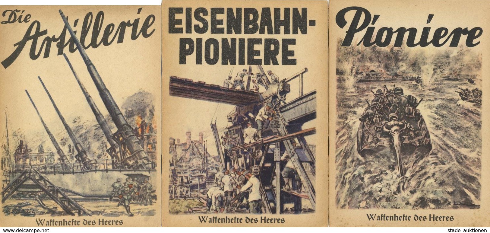 Buch WK II Lot Mit 6 Heften Waffenheft Des Heeres Hrsg. Oberkommando Des Heeres Deutscher Volksverlag Div. Abbildungen I - Weltkrieg 1939-45