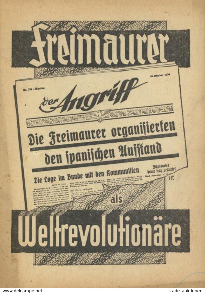 Buch WK II Propagandaheft Freimaurer Weltrevolutionäre Ca. 1937 Verlag Paul Hochmuth 31 Seiten II (kleiner Einriss, Gebr - Weltkrieg 1939-45