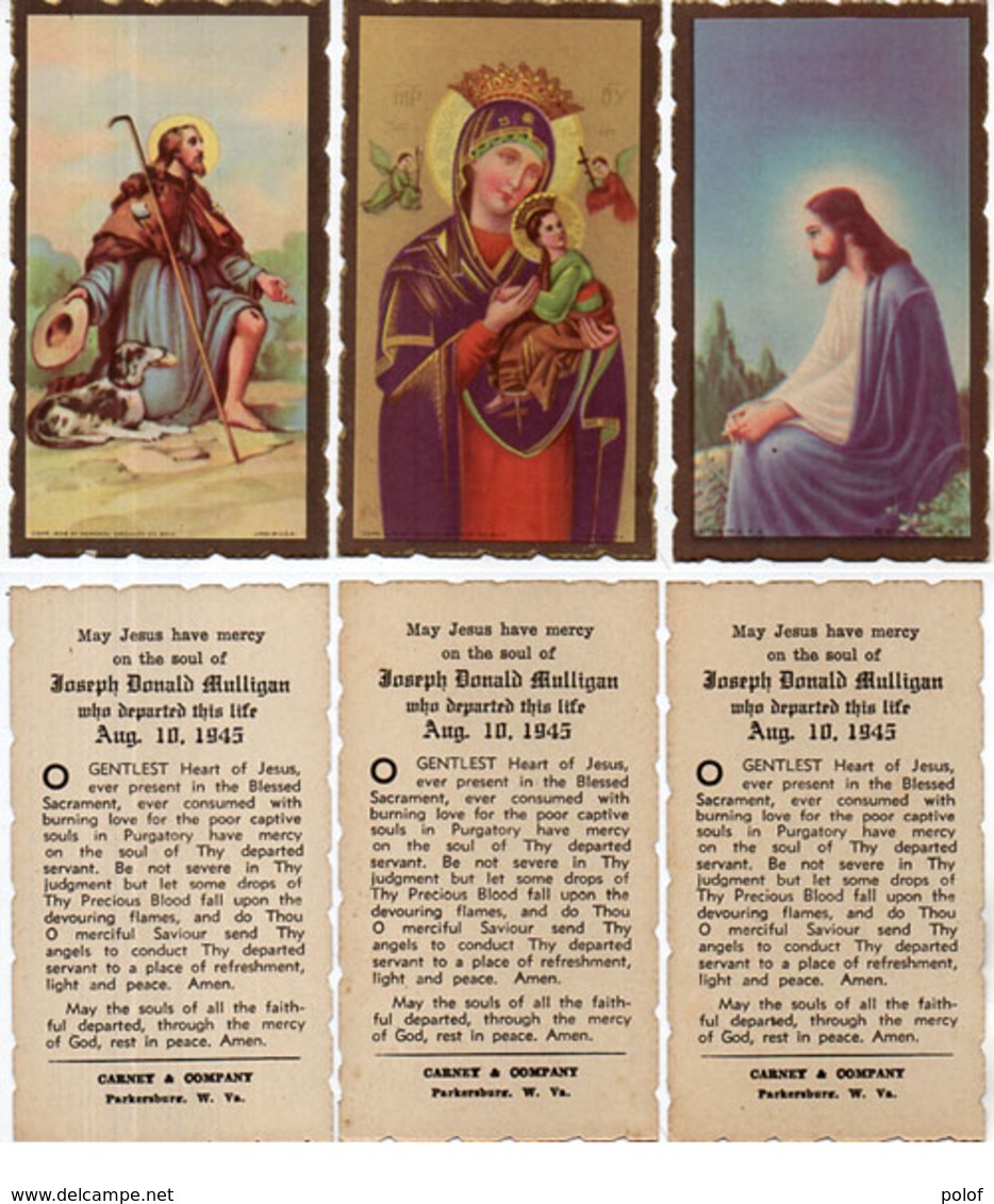 3 Images Religieuses Rehaussées Or Avec Pub Joseph Donald Mulligan    (110776) - Images Religieuses
