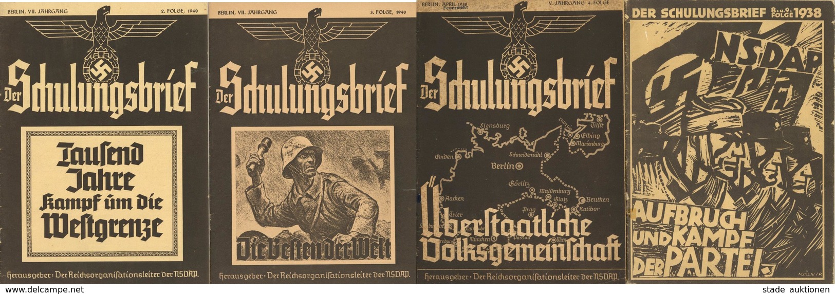 HEFT WK II - 4 Versch. DINA4 - SCHULUNGSBRIEFE 1940 D. Reichsorganisationsleiters Der NSDAP - Voll Bebildert! I-II - Weltkrieg 1939-45