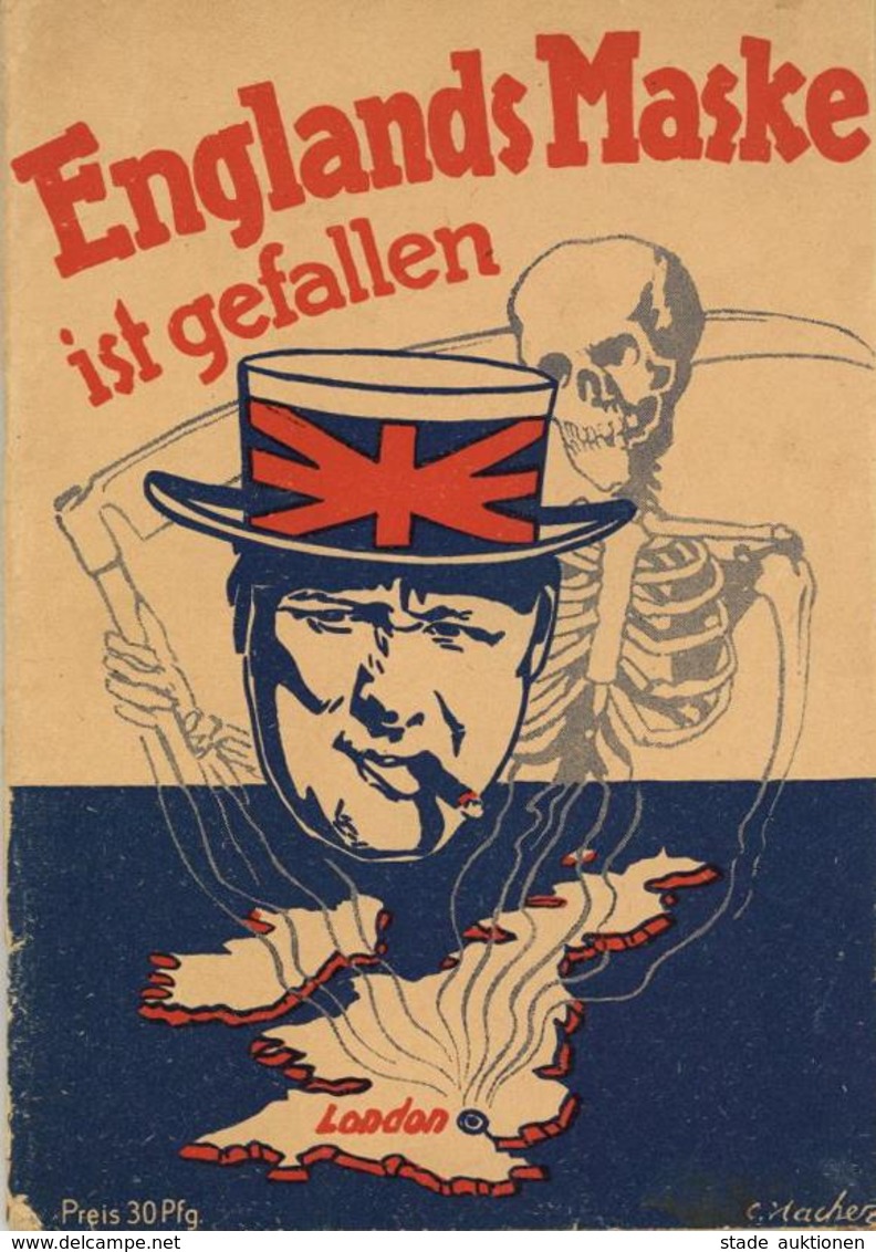 HEFT WK II - ENGLANDS MASKE Ist GEFALLEN - 64 Seiten, Volkischer Verlag Düsseldorf 1939 - Teils JUDAIKA I-II - Guerra 1939-45