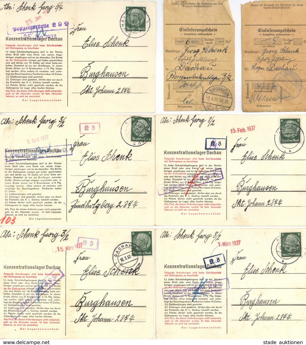 KZ - Post Lager DACHAU WK II 38 Belege Und 13 Einlieferungsscheine, Tolles Und Seltenes Los I-II R!R! - Weltkrieg 1939-45