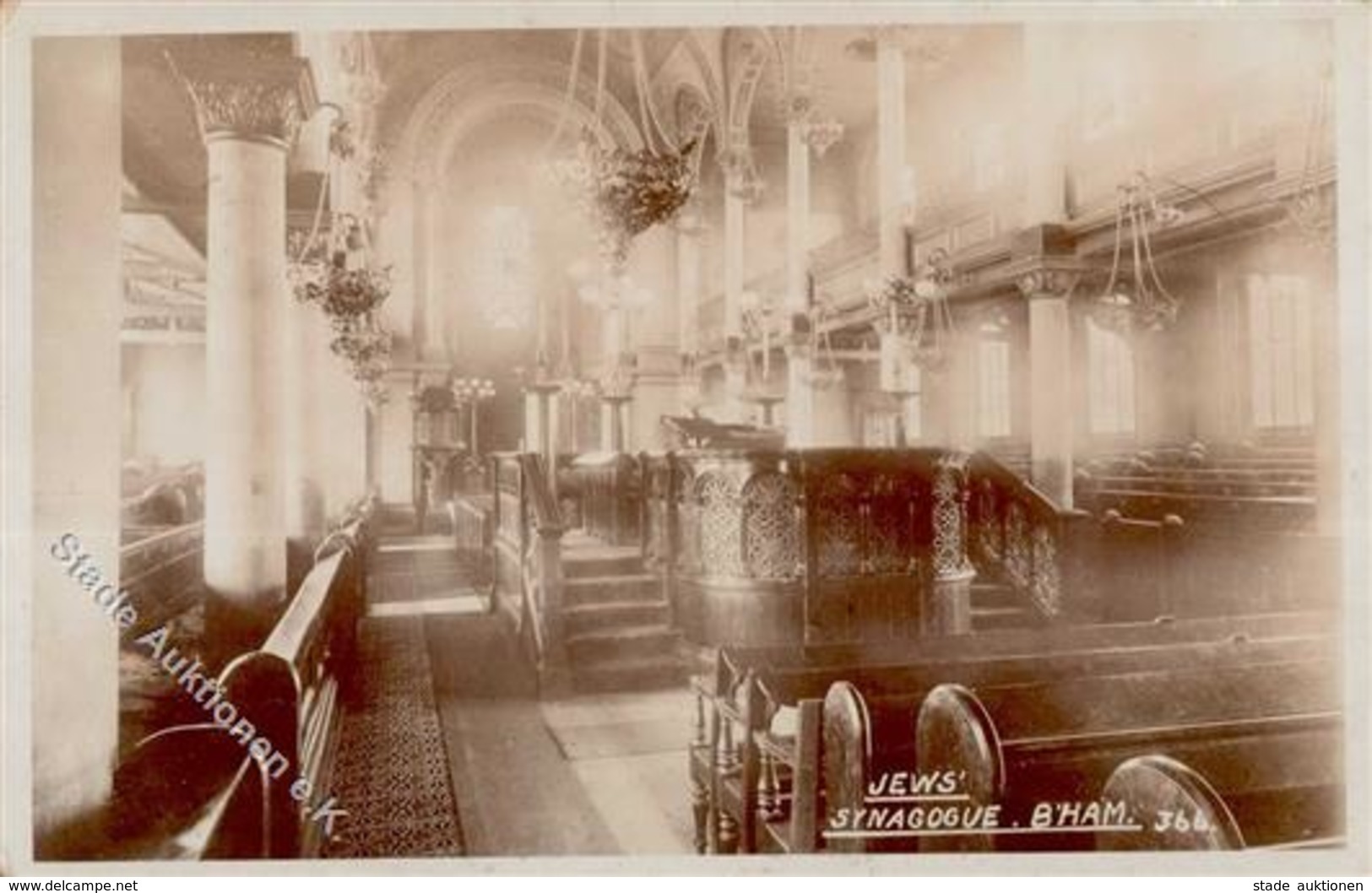 Synagoge BIRMINGHAM - Foto-Ak Inneres Der Synagoge 1907 I-II Synagogue - Judaika