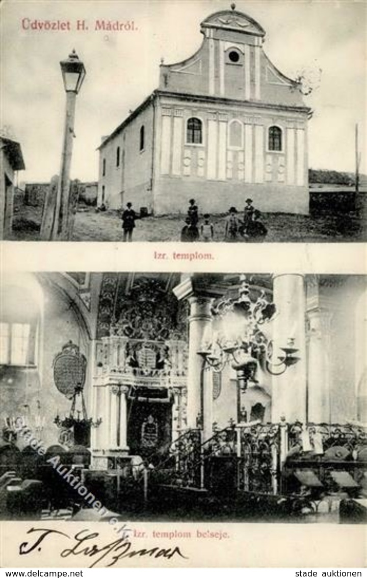 Synagoge H.MADROL,Ungarn - Mit Innenansicht, Marke Entfernt, 1 Cm Einriß! Synagogue - Judaisme