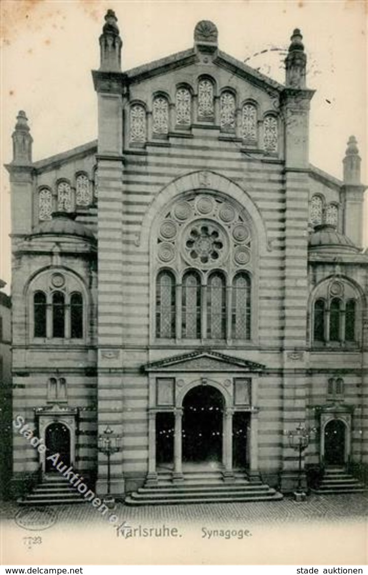 Synagoge Karlsruhe (7500) 1907 I-II (fleckig) Synagogue - Judaika