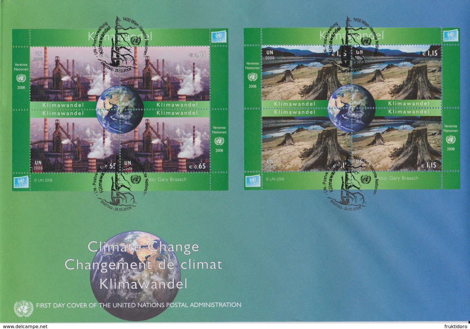 United Nations FDC Block 23 And 24 - Climate Change - Factories - Desertification - 2008 - Vienna - FDC