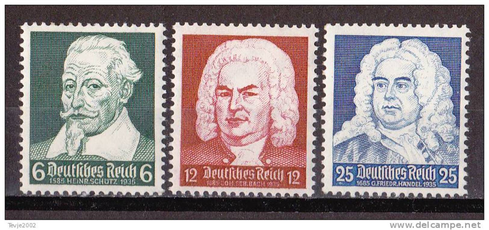 Ro_ Deutsches Reich - Mi.Nr. 573 - 575 - Postfrisch MNH - Musik Music Musique Komponist Composer Schütz Bach Händel - Neufs