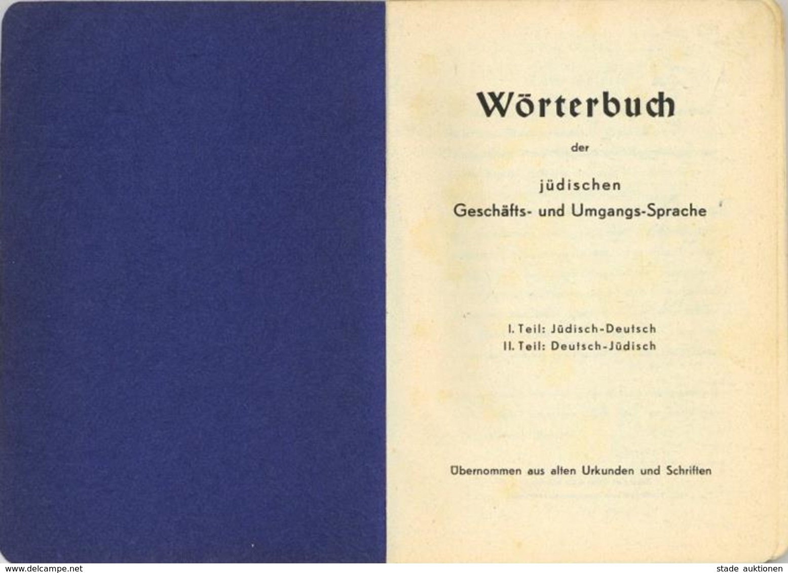 Judaika Wörterbuch Jüdisch - Deutsch, Deutsch - Jüdisch Ohne Jahrg. II Judaisme - Jewish