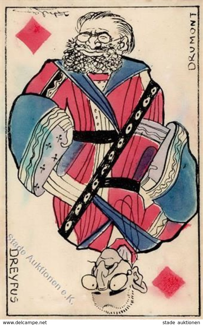 Dreyfuß Drumont Handgemalt Künstlerkarte I-II - Jewish