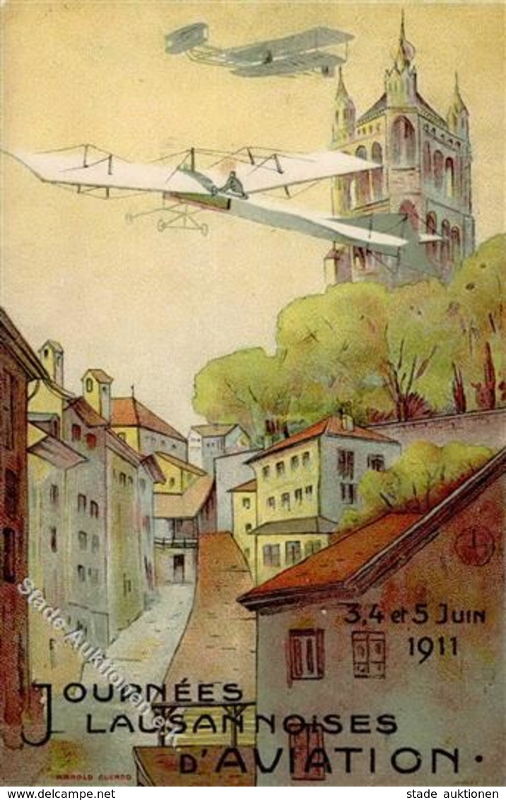 Flugtag Lausanne (1000) Schweiz Sign. Guenod, Arnold Künstlerkarte 1911 I-II - Autres & Non Classés