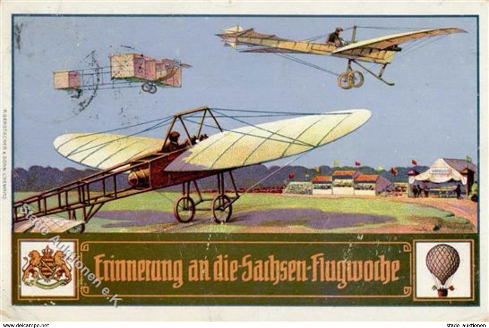 Flugtag Sachsen Flugwoche 1911 II (fleckig, Eckbug) - Sonstige & Ohne Zuordnung