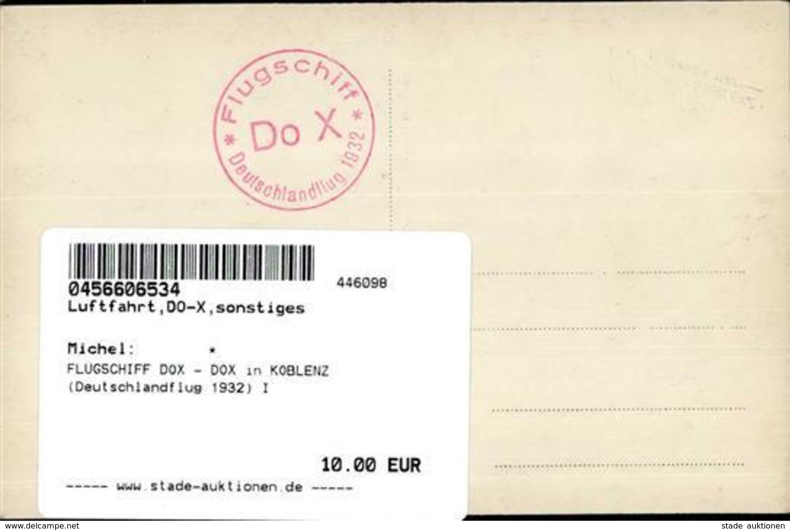 FLUGSCHIFF DOX - DOX In KOBLENZ (Deutschlandflug 1932) I - Other & Unclassified