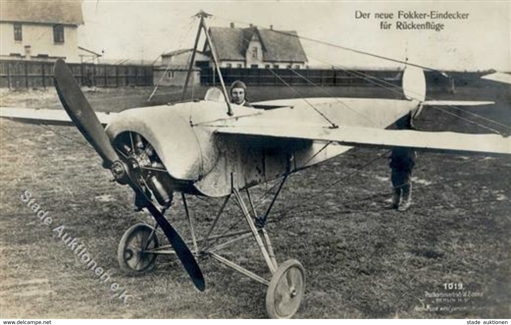 Sanke, Flugzeug Nr. 1019 Fokker Eindecker Foto AK 1916 I-II Aviation - Guerre 1914-18