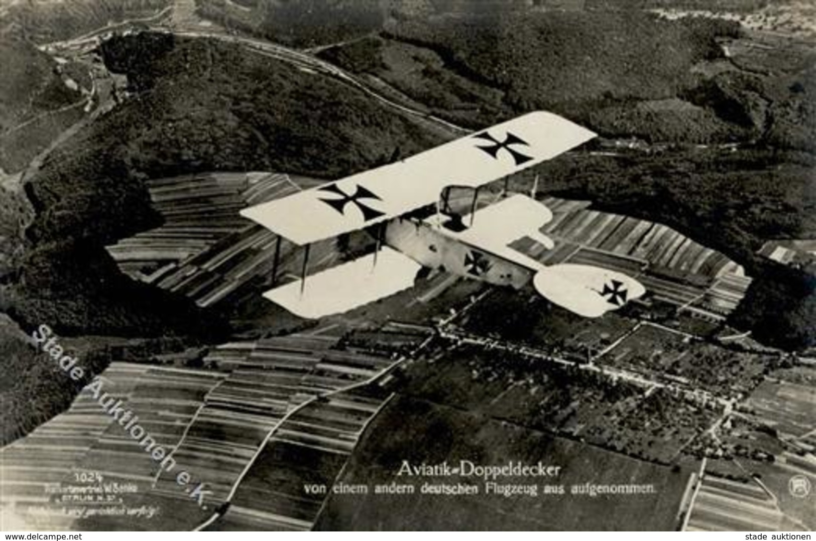 Sanke, Flugzeug Nr. 1024 Aviatik Doppeldecker Foto AK I-II Aviation - War 1914-18