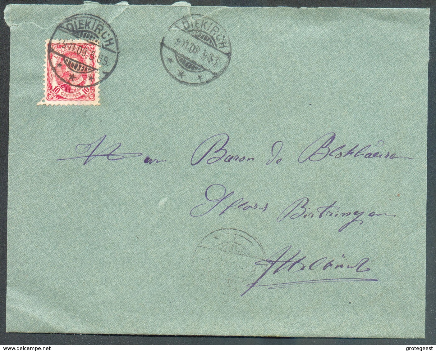 10c. GUILLAUME Obl. Dc DIEKIRCH - Sur Enveloppe Le 9-11-1908 Vers Diekirch - 13496 - 1906 Wilhelm IV.