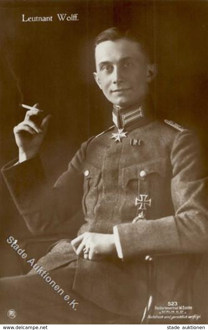 Sanke, Pilot Nr. 523 Wolff Leutnant Foto AK I - War 1914-18