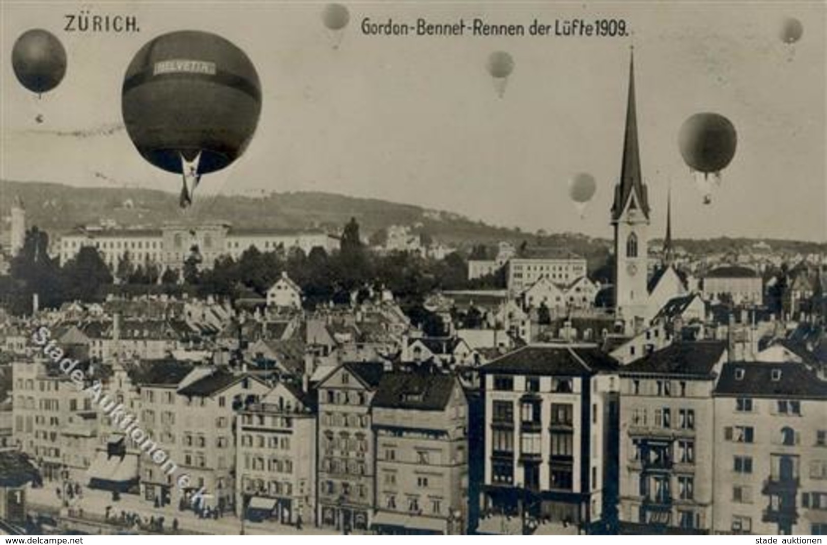 Ballon Gordon Bennett Wettfliegen Foto AK 1909 I-II - Fesselballons