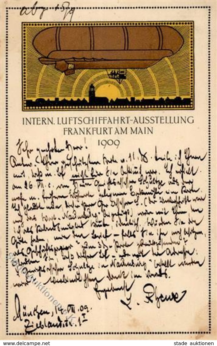 ILA Frankfurt (6000) Intern. Luftschifffahrt Ausstellung 1909 I-II (fleckig) Expo - Zeppeline