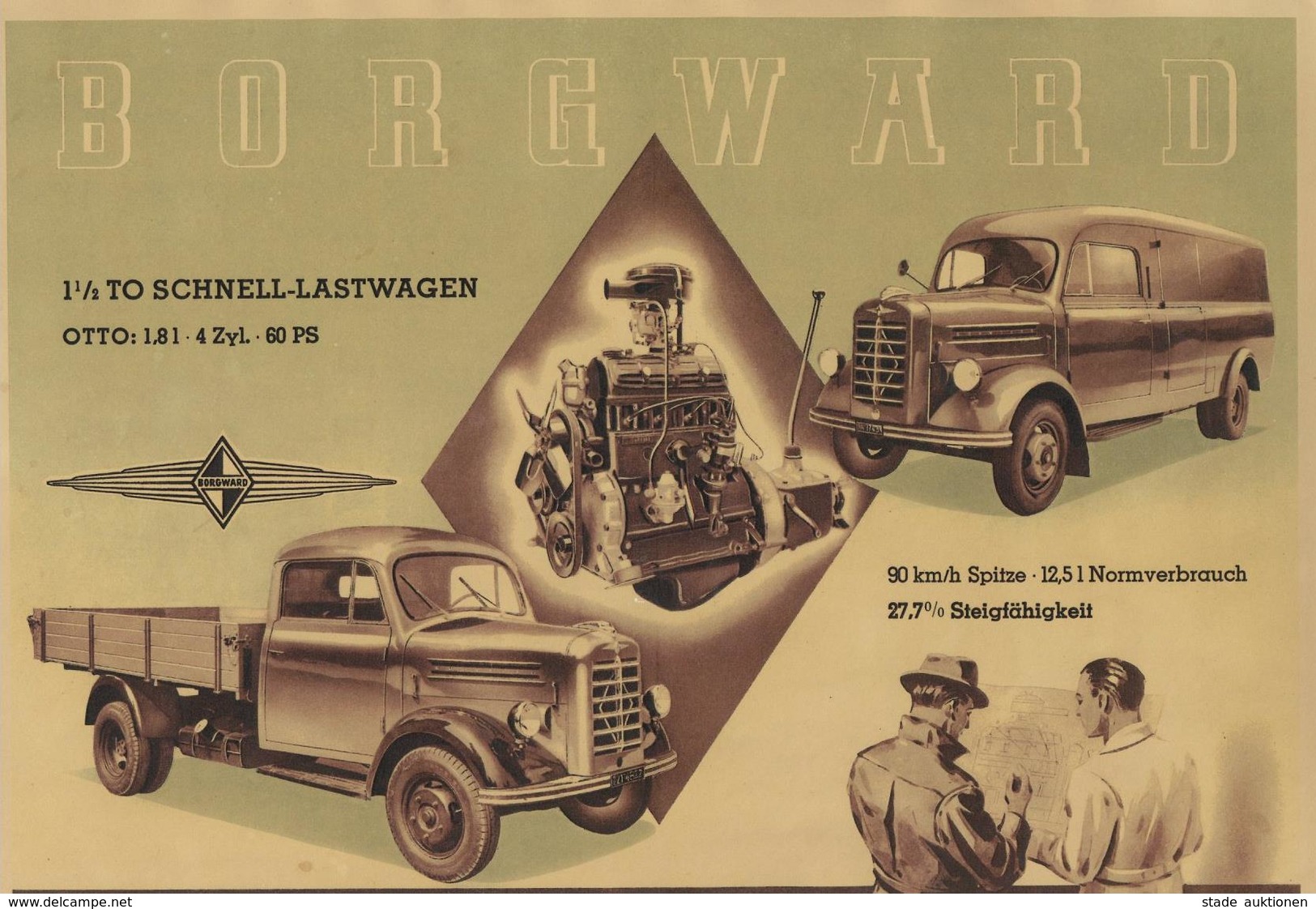 Auto LKW Oldtimer Borgward 1,5 To Schnell Lastwagen Plakat 31 X 44 Cm II - Sonstige & Ohne Zuordnung